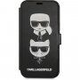 Karl Lagerfeld Heads flipové puzdro pre iPhone 12 Pro Max - čierne
