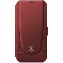 Mercedes Perforated Leather flipové puzdro pre iPhone 12 mini - červené