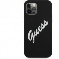Guess Vintage Script silikónový kryt pre iPhone 12 Pro Max - čierny