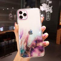 Nárazuvzdorný transparentný kryt s mramorovým vzorom pre iPhone 12 Pro Max - fialový