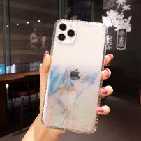 Nárazuvzdorný transparentný kryt s mramorovým vzorom pre iPhone 11 Pro Max - bledomodrý
