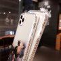 Nárazuvzdorný transparentný kryt s mramorovým vzorom pre iPhone 11 Pro - modro-oranžový