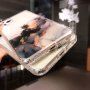 Nárazuvzdorný transparentný kryt s mramorovým vzorom pre iPhone 12 Pro Max - modro-oranžový