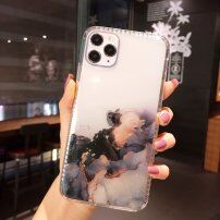 Nárazuvzdorný transparentný kryt s mramorovým vzorom pre iPhone 11 Pro Max - tmavofialový