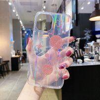 Mäkký meňavý kryt s ružovými hviezdami a planétami pre iPhone 11 Pro - transparentný