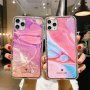 Nárazuvzdorný ochranný kryt abstraktná maľba pre iPhone 11 Pro – ružovo - modrý