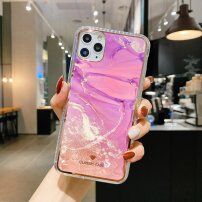 Nárazuvzdorný ochranný kryt abstraktná maľba pre iPhone 12 Pro Max – fialovo - ružový