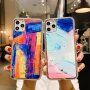 Nárazuvzdorný ochranný kryt abstraktná maľba pre iPhone 11 - modrý