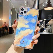Nárazuvzdorný ochranný kryt abstraktná maľba pre iPhone 11 Pro Max – modro - žltý