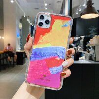 Nárazuvzdorný ochranný kryt abstraktná maľba pre iPhone 12 Pro Max – žlto - fuksiový