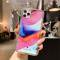 Nárazuvzdorný ochranný kryt abstraktná maľba pre iPhone 11 Pro Max – modro - ružový