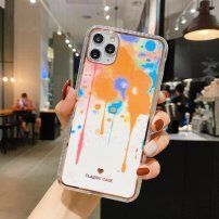 Nárazuvzdorný ochranný kryt abstraktná maľba pre iPhone 11 Pro Max - oranžový
