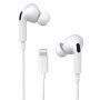 WK slúchadlá s mikrofónom a ovládaním hlasitosti s konektorom lightning pre zariadenia Apple - biela