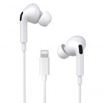 WK slúchadlá s mikrofónom a ovládaním hlasitosti s konektorom lightning pre zariadenia Apple - biela