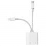 Adaptér USB-C a 8 Pin Male na Ethernet RJ45 a nabíjací 8 Pin Female pro iPhone / iPad - biely