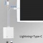 Adaptér USB-C a 8 Pin Male na Ethernet RJ45 a nabíjací 8 Pin Female pro iPhone / iPad - biely