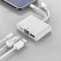 Adaptér USB-C a 8 Pin Male na USB / Ethernet RJ45 / 8 Pin Female pre iPhone / iPad - biely