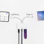 Adaptér USB-C a 8 Pin Male na USB / Ethernet RJ45 / 8 Pin Female pre iPhone / iPad - biely