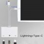 Adaptér USB-C a 8 Pin Male na USB / Ethernet RJ45 / 8 Pin Female pre iPhone / iPad - biely