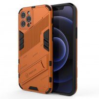 Odolný ochranný kryt so stojančekom pre iPhone 12 Pro - oranžový