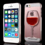 Plastový kryt s tekutým vínom v plastickom pohári pre Apple iPhone SE (2016)/5S/5