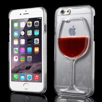 Plastový kryt s tekutým vínom v plastickom pohári pre Apple iPhone 6 / 6S