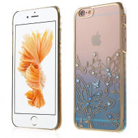 KAVARO ochranný kryt s trblietavými kamienkami pre Apple iPhone 6S Plus/6 Plus – modrý s motýľmi