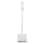 Redukcia s lightning a jack 3,5 konektorom na nabíjanie a súčasné počúvanie hudby pro iPhone – biela