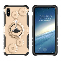 Ochranný outdoorový obal s odnímateľným remienkom na ruku pre Apple iPhone XS / iPhone X – zlatý