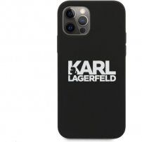 Karl Lagerfeld Stack White Logo silikónový kryt pre iPhone 12 Pro Max - čierny