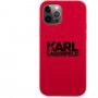 Karl Lagerfeld Stack Black Logo silikónový kryt pre iPhone 12 Pro Max - červený
