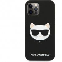 Karl Lagerfeld Choupette Head silikónový kryt pre iPhone 12 Pro Max - čierny