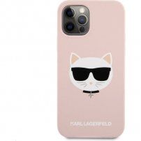Karl Lagerfeld Choupette Head silikónový kryt pre iPhone 12 Pro Max - ružový