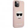 Karl Lagerfeld Choupette Head silikónový kryt pre iPhone 12 Pro Max - ružový
