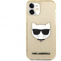 Karl Lagerfeld Choupette Head Glitter kryt pre iPhone 12 mini - zlatý