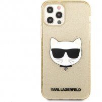 Karl Lagerfeld Choupette Head Glitter kryt pre iPhone 12 Pro Max - zlatý