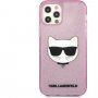 Karl Lagerfeld Choupette Head Glitter kryt pre iPhone 12 Pro Max - ružový