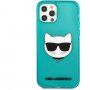Karl Lagerfeld Choupette Head kryt pre iPhone 12 Pro Max - tyrkysový