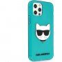 Karl Lagerfeld Choupette Head kryt pre iPhone 12 Pro Max - tyrkysový