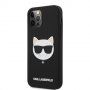 Karl Lagerfeld Choupette Head silikónový kryt pre iPhone 12 Pro Max - čierny