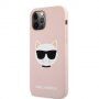 Karl Lagerfeld Choupette Head silikónový kryt pre iPhone 12 Pro Max - ružový