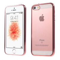Ochranný kryt z mäkkého plastu s transparentnou zadnou stranou pre Apple iPhone 5 / 5S / SE (2016) – ružovo-zlatý