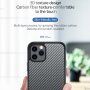 Kryt s textúrou karbónových vlákien a ochranným rámčekom pre iPhone 11 Pro - tmavozelený