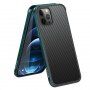 Kryt s textúrou karbónových vlákien a ochranným rámčekom pre iPhone 12 mini - tmavozelený