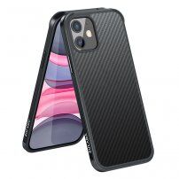 Kryt s textúrou karbónových vlákien a ochranným rámčekom pre iPhone 11 - čierny