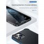 Kryt s textúrou karbónových vlákien a ochranným rámčekom pre iPhone 11 Pro - čierny