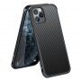 Kryt s textúrou karbónových vlákien a ochranným rámčekom pre iPhone 11 Pro Max - čierny