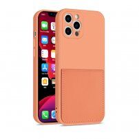 Ochranný kryt s kapsou na karty pre iPhone 12 Pro Max - oranžový