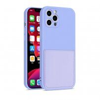 Ochranný kryt s kapsou na karty pre iPhone 12 Pro - fialový