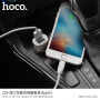 HOCO súprava autonabíjačky s dvoma USB portami a lightning kábla pre zariadenia Apple – biela
